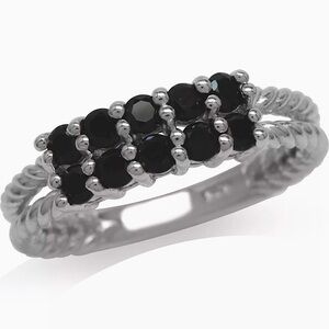 Sterling Silver Sophisticated Genuine Black Spinel Ring New
